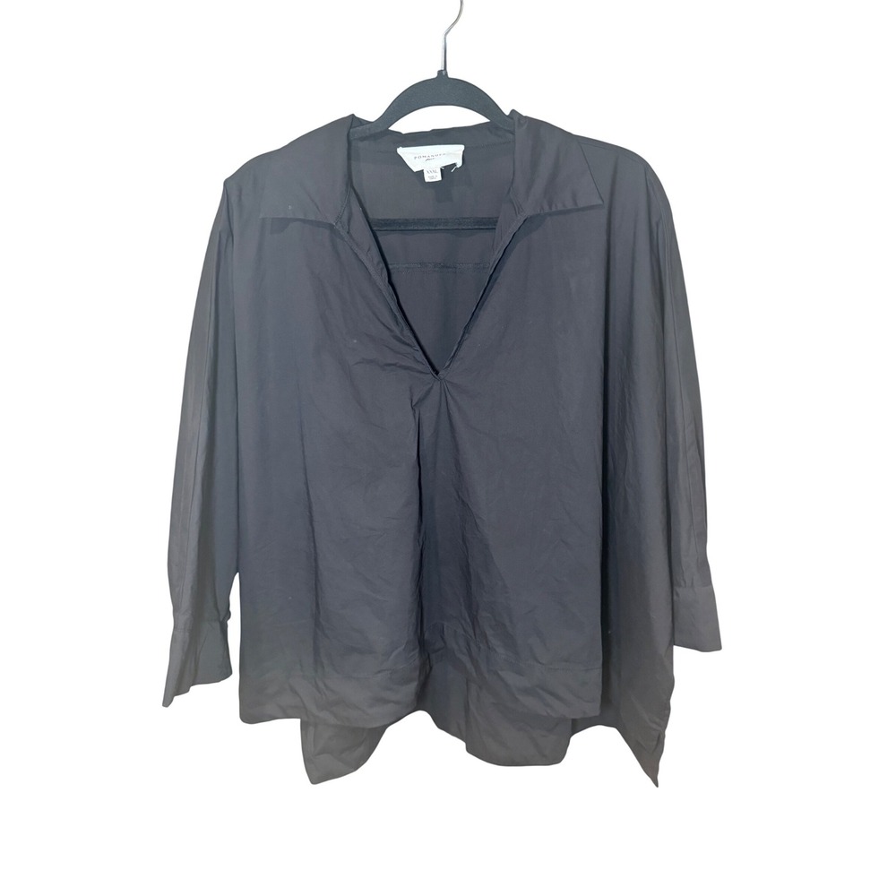 Pomander Place Tuckernuck Collared Boxy Oversized Blouse Black Size XXXL 3X
